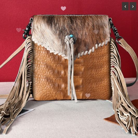 MW1268-8360 LBR Montana West Hair-On Collection Crossbody