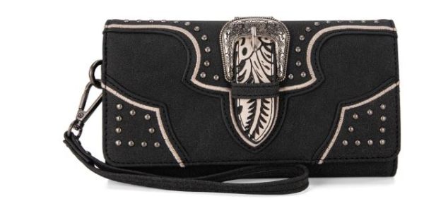 MW1282-W018 BK Montana West Buckle Collection Wallet