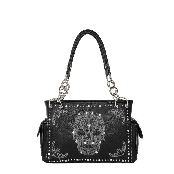 MW494G-8085 BK-1 Montana West Sugar Skull Collection Concealed Handgun Satchel