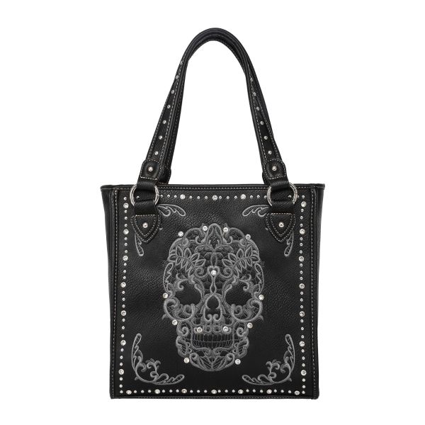 MW494G-8113 BK Montana West Sugar Skull Collection Concealed Handgun Tote