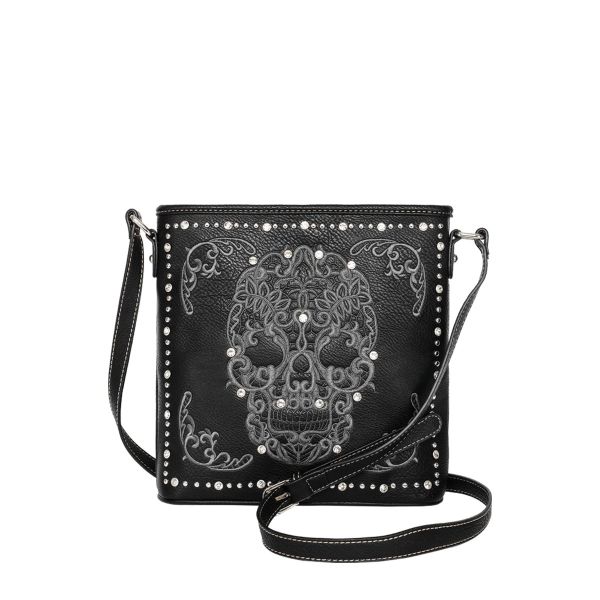 MW494G-8287 BK Montana West Sugar Skull Collection Concealed Handgun Crossbody