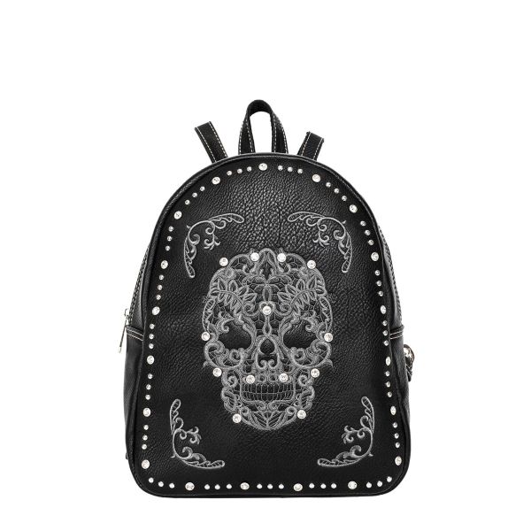 MW494G-9110 BK Montana West Sugar Skull Collection Backpack