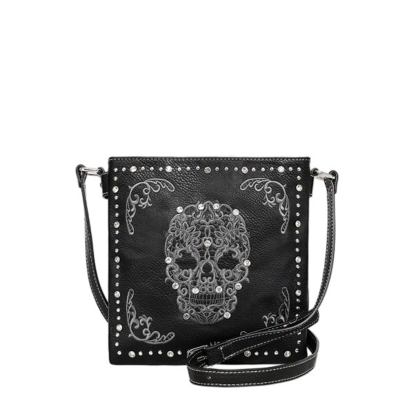 MW494G-9360 BK Montana West Sugar Skull Collection Concealed Handgun Crossbody