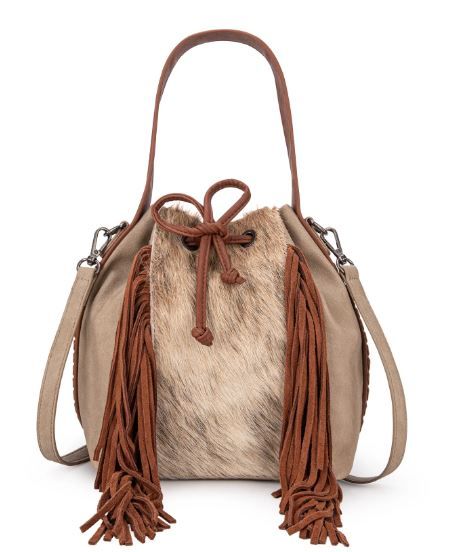 MWF1046-205S TN Montana West Hair-On Cowhide Drawstring Hobo/Crossbody