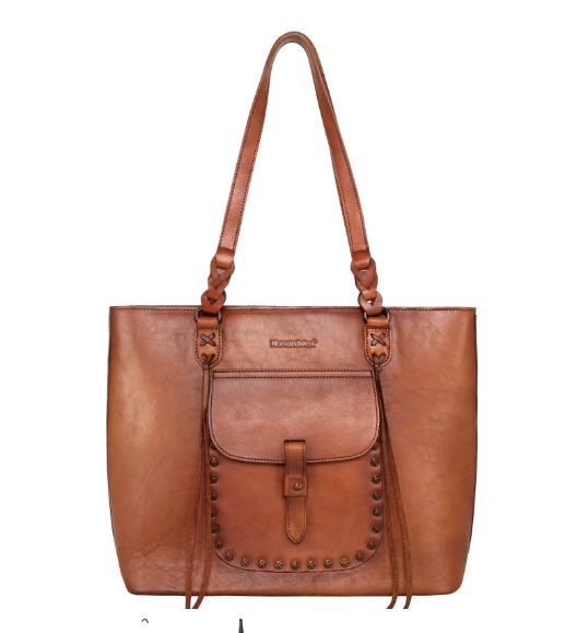 MWG02-G9068 BR Montana West Genuine Leather Collection Concealed Carry Tote