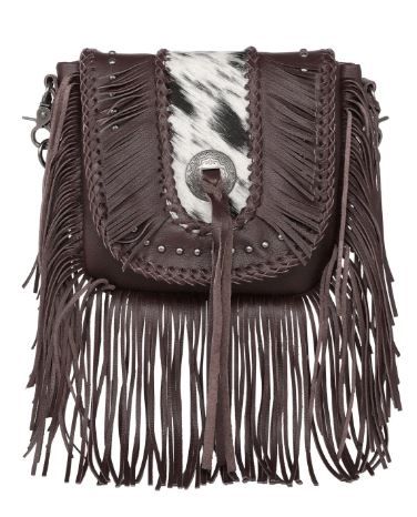 MWR-054 BDY Montana West Genuine Leather Hair-On Cowhide Fringe Bohemian Crossbody