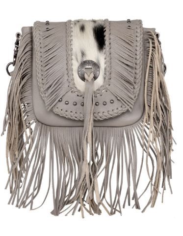 MWR-054 KH Montana West Genuine Leather Hair-On Cowhide Fringe Bohemian Crossbody