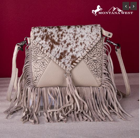 MWR-064 TN Genuine Leather Hair-On Cowhide Fringe Bohemian Crossbody