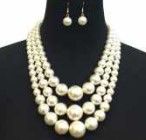 NPY065F CRM PEARL NECKLACE SET