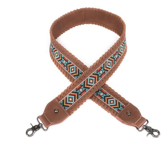 PST-1013 BR Montana West Western Guitar Style Embroidered Aztec Crossbody Strap