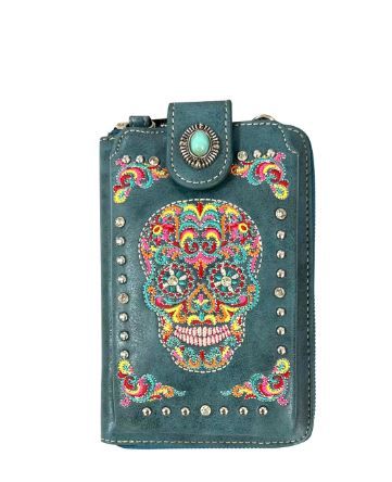 PHD-126 TQ American Bling Embroidered Collection Phone Wallet/Crossbody 