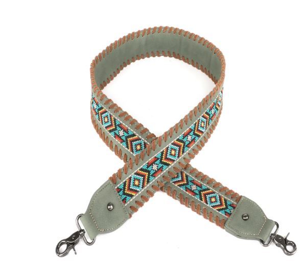 PST-1013 GN Montana West Western Guitar Style Embroidered Aztec Crossbody Strap