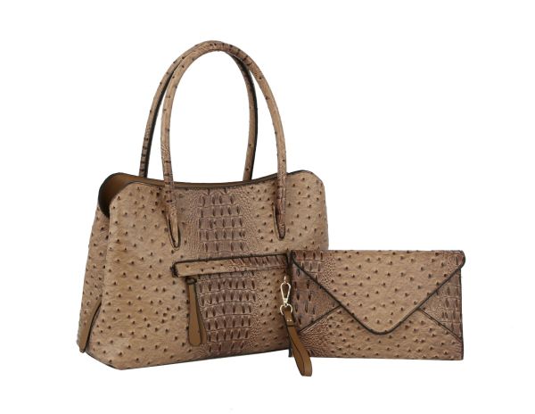 QF-0040 ST CROCO LEATHER BAG  2PC SETS