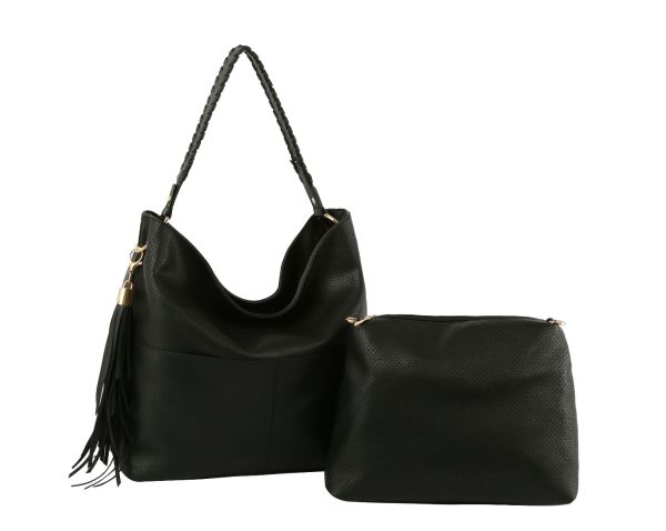 QF-0067 BK 2PC HOBO BAG