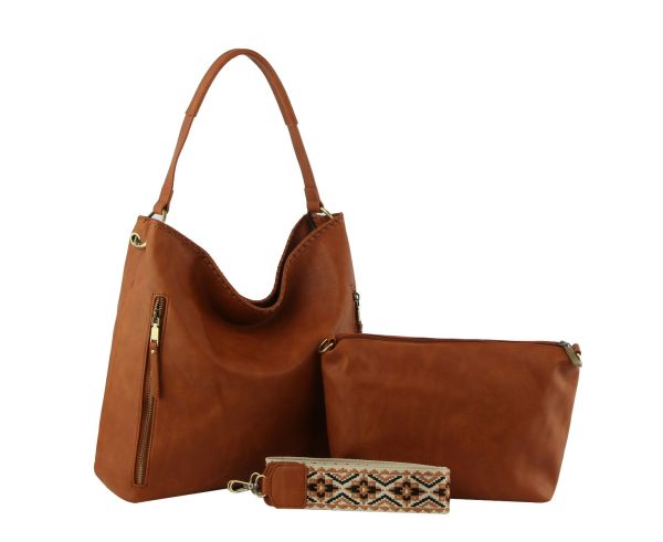 SFM-0078 BR 2PC HOBO BAGS