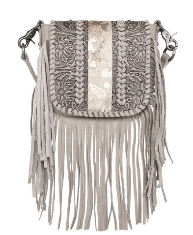 RLC-L168 TN Montana West Genuine Leather Tooled Collection Fringe Crossbody