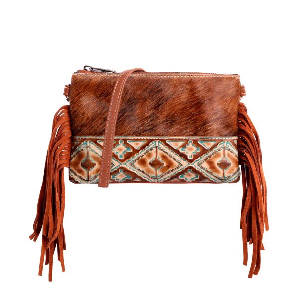 RLH-025 BR MONTANA WEST HAIR-ON LEATHER CLUTCH