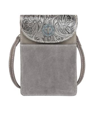 RLP-2002 CF Montana West Floral Tooled Genuine Leather Belt Loop Phone Holster Pouch/Multi-function Crossbody