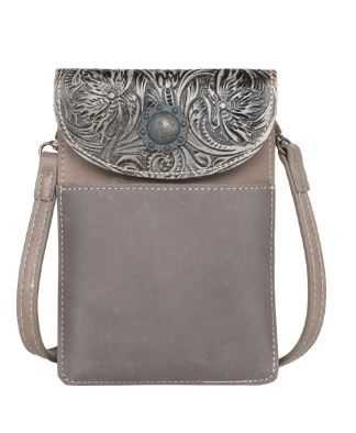 RLP-2003 CF Montana West Floral Tooled Genuine Leather Belt Loop Phone Holster Pouch/Multi-function Crossbody