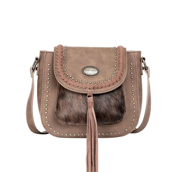 TR128-8360 BR Trinity Ranch Hair-On Collection Crossbody Bag