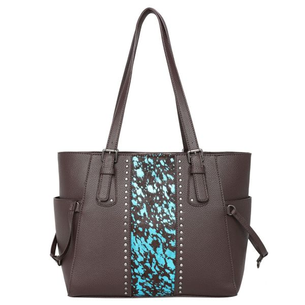 TR132G-8317 TQ Trinity Ranch Hair-On Leather Studs Collection Concealed Handgun Tote