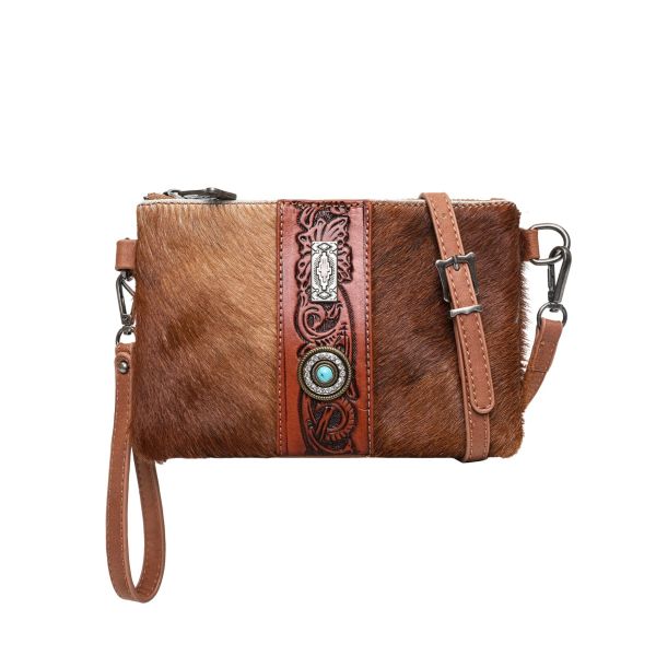 TR133-181 BR Trinity Ranch Hair On Cowhide Collection Crossbody/Wristlet