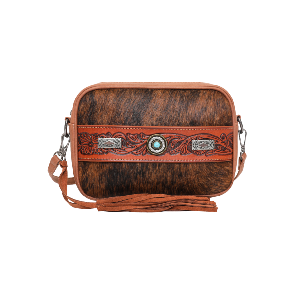 TR133-196 BR Trinity Ranch Hair On Cowhide Collection Crossbody/Wristlet