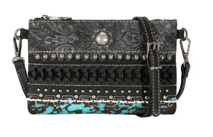 TR136-181 BK  Trinity Ranch Hair On Cowhide Collection Clutch/Crossbody