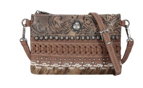 TR136-181 BR  Trinity Ranch Hair On Cowhide Collection Clutch/Crossbody