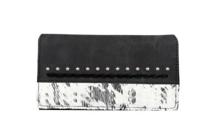 TR137-W010 BK  Trinity Ranch Hair On Cowhide Collection Wallet