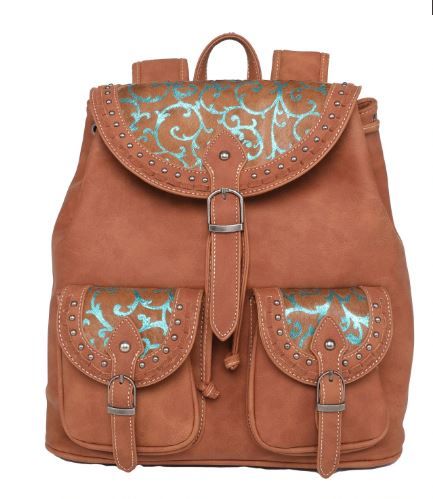 TR137G-9110 BR Trinity Ranch Hair On Cowhide Collection Concealed Carry Backpack