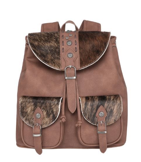 TR140-9110 BR Trinity Ranch Hair-On Cowhide Collection Backpack