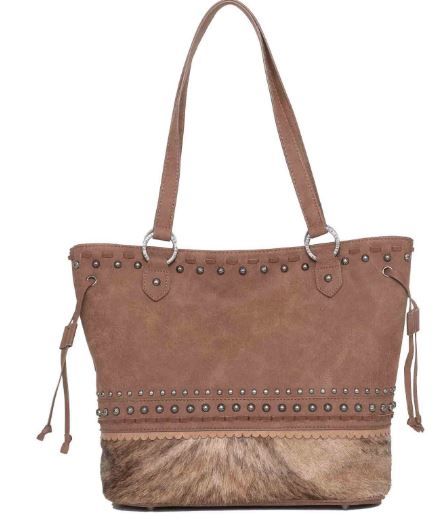 TR142G-8317 BR Trinity Ranch Hair-On Cowhide Collection Concealed Carry Tote 