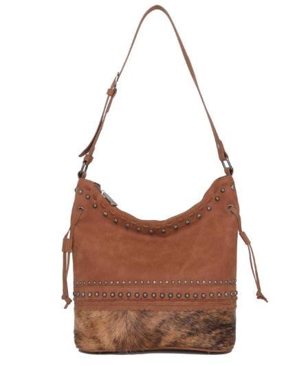 TR142G-918 BR  Trinity Ranch Hair-On Cowhide Collection Concealed Carry Hobo