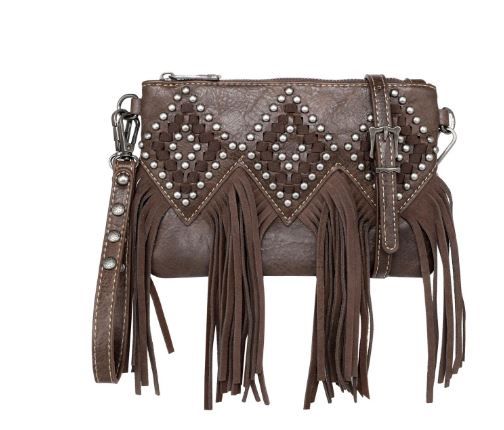 TR143-181 CF  Trinity Ranch Leather Fringe Collection Clutch/Crossbody