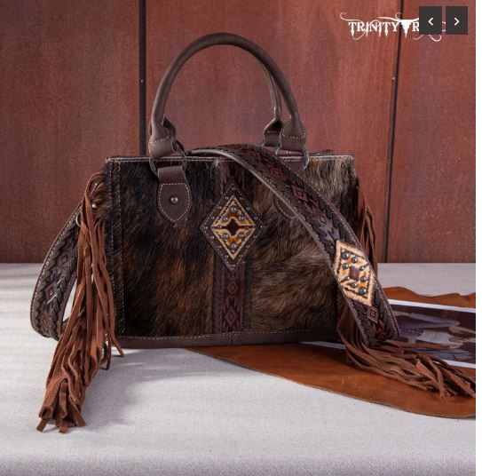 TR146-8120 CF Trinity Ranch Hair On Cowhide Concealed Carry Tote