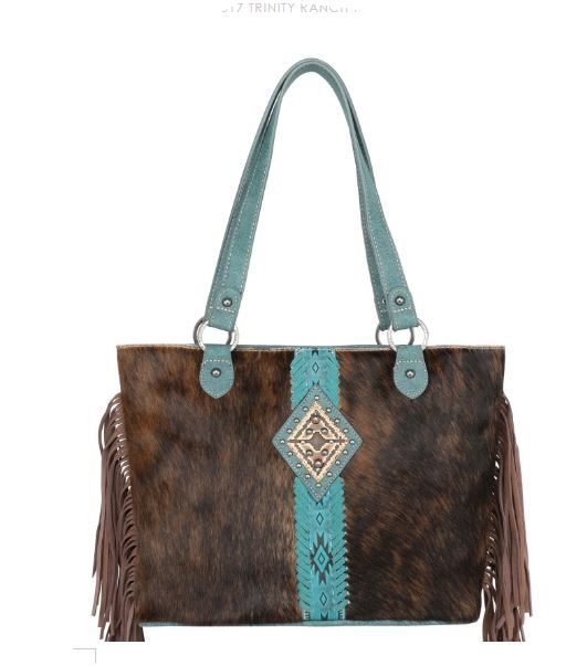 TR146G-8317 TQ Trinity Ranch Hair On Cowhide Concealed Carry Tote