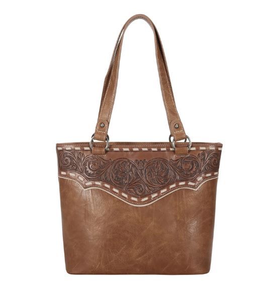 TR150G-8317 BR  Trinity Ranch Tooled Collection Concealed Carry Tote