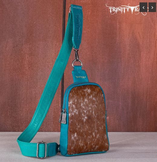 TR159-210 TQ Trinity Ranch Genuine Hair-On Cowhide Collection Sling Bag