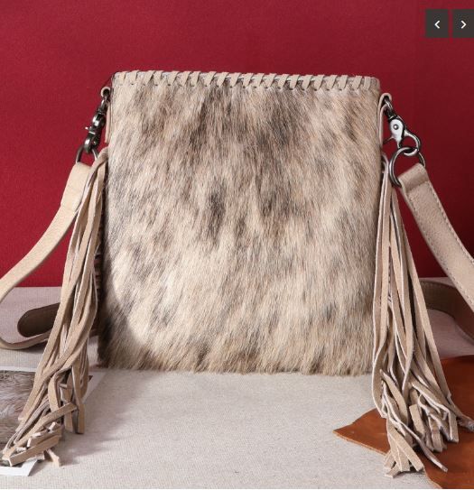 TR162G-2001 TN Trinity Ranch Hair-On Cowhide Fringe Concealed Carry Crossbody Bag