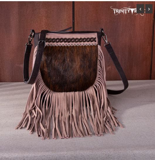 TR171-8360 CF Trinity Ranch Hair-On Cowhide Fringe Crossbody Bag