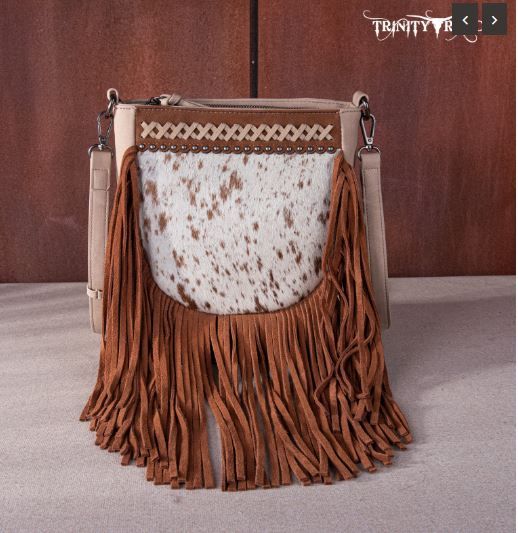 TR171-8360 TN Trinity Ranch Hair-On Cowhide Fringe Crossbody Bag