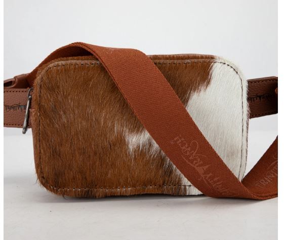 TR184-194 BR Trinity Ranch Genuine Hair-On Cowhide Belt Bag