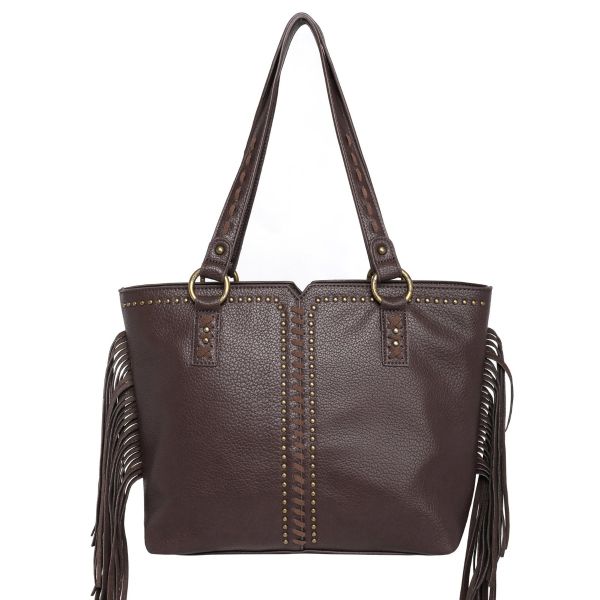 WG09-G8317 CF  Wrangler Fringe and Studs Concealed Carry Western Wide Tote（Wrangler by Montana West）