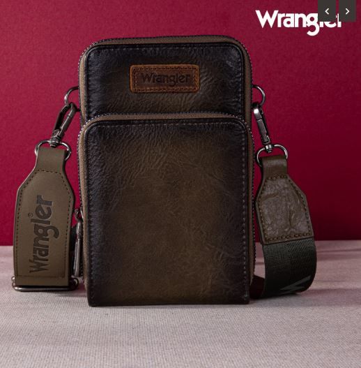 WG117-207  LT GN Wrangler Crossbody Cell Phone Purse 3 PC