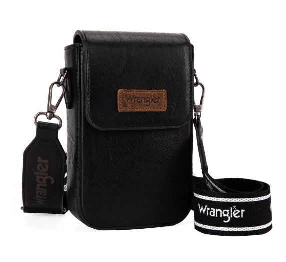 WG118-204 BK Wrangler Crossbody Cell Phone Purse With Back Card Slots