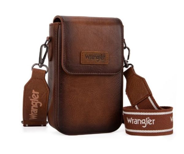 WG118-204 BR Wrangler Crossbody Cell Phone Purse With Back Card Slots