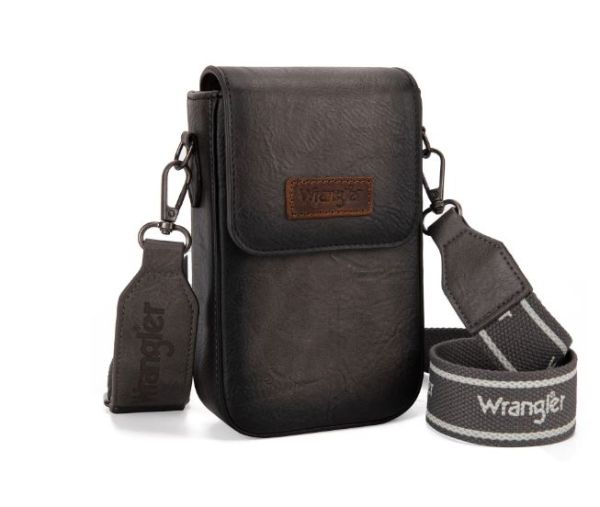 WG118-204 GY Wrangler Crossbody Cell Phone Purse With Back Card Slots