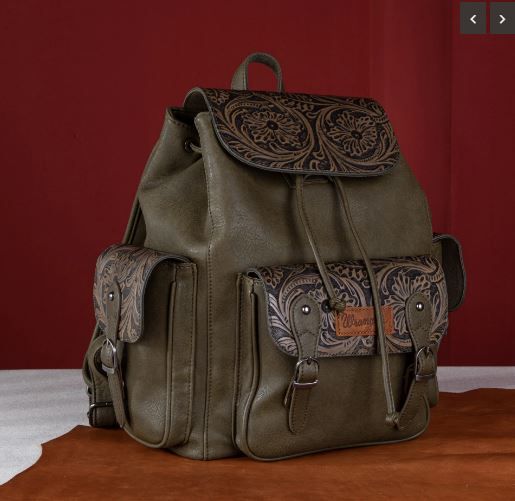 WG12-9110B OLV Wrangler Vintage Floral Tooled Backpack