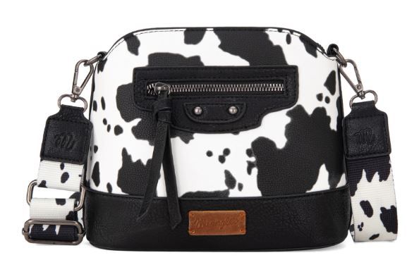 WG133-213 BK Wrangler Cow Print Crossbody Bag